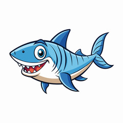 shark cartoon isolated on white