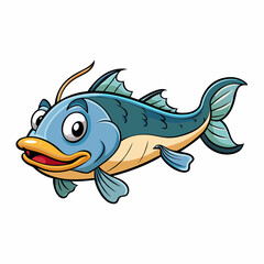vector illustration of cartoon catfish