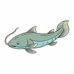vector illustration of cartoon catfish