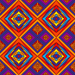 Vibrant Tribal Ikat Pattern | Colorful Geometric Textile Design.