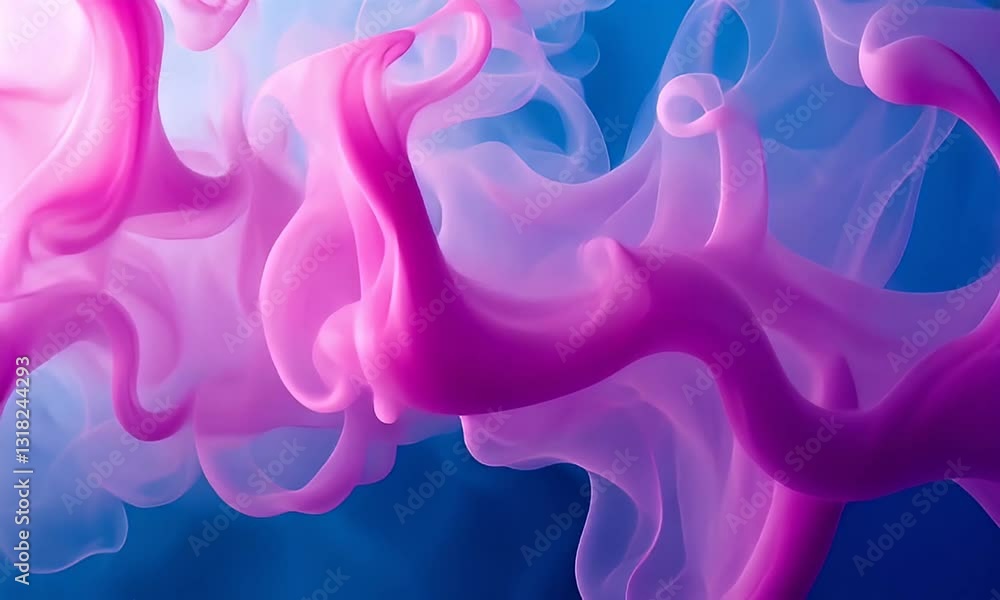 Poster pink and blue smoke abstract flowing in a dynamic composition water color ink background with smooth