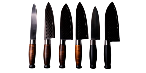 Premium Set of Knife Handles – Isolated on Transparent Background. Kitchen Knife Handle Set – Isolated High-Resolution Image.AI Generated