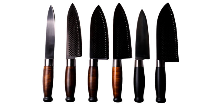 Premium Set of Knife Handles – Isolated on Transparent Background. Kitchen Knife Handle Set – Isolated High-Resolution Image.AI Generated - Powered by Adobe
