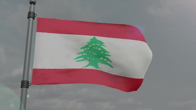lebanon country flag waving