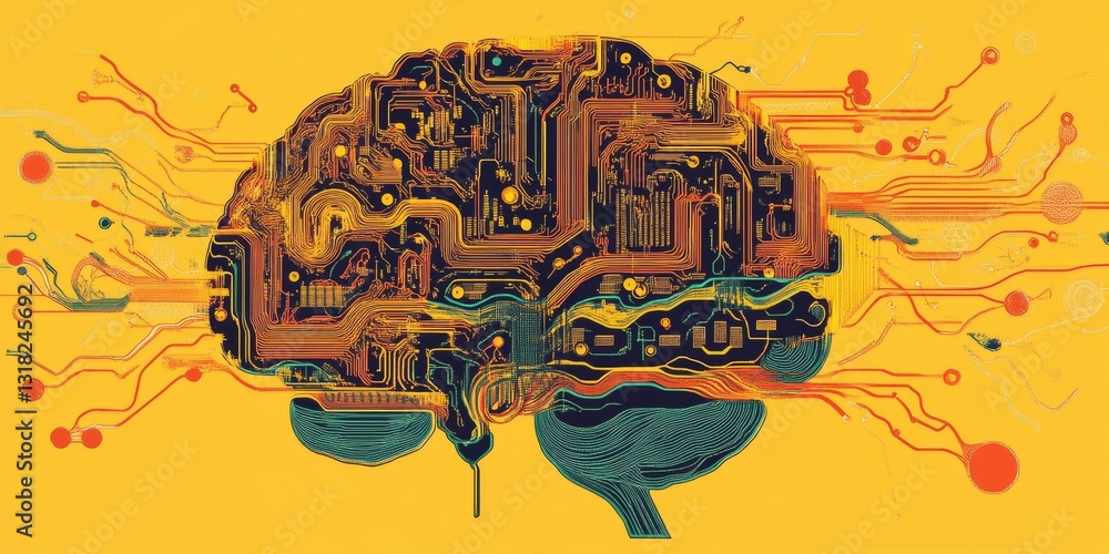 Aufkleber abstract digital brain illustration representing artificial intelligence and technology concepts