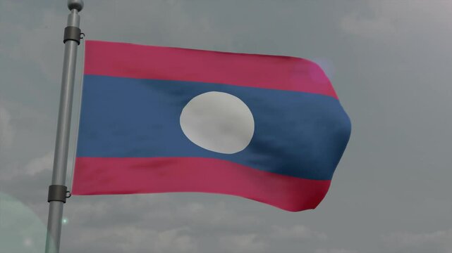 laos country flag waving