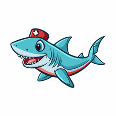 cartoon nurse shark on a white background