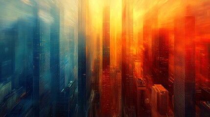 Naklejka premium Abstract composition of multiple skyscraper edges intersecting
