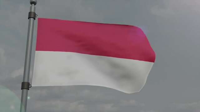 indonesia or monaco country flag waving