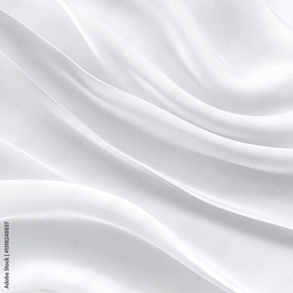 Poster elegant white fabric with smooth flowing waves creating a soft and luxurious texture perfect for bac