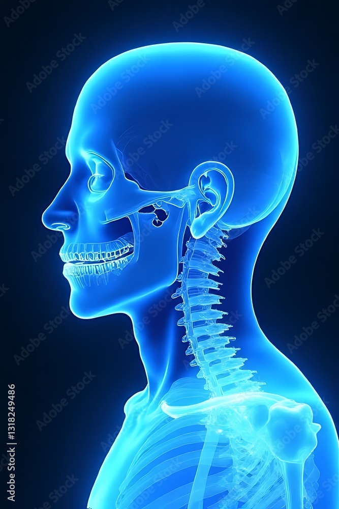 Aufkleber exploring human anatomy x-ray visualization of skeletal structure and brain function medical science