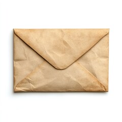 Aged, crumpled paper envelope isolated on white.