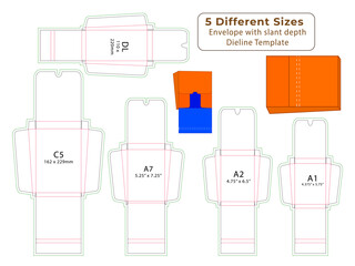 Slant Depth Envelope box Dieline Template
