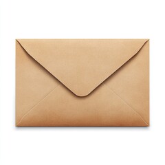 A closed light brown kraft paper envelope isolated on white background.