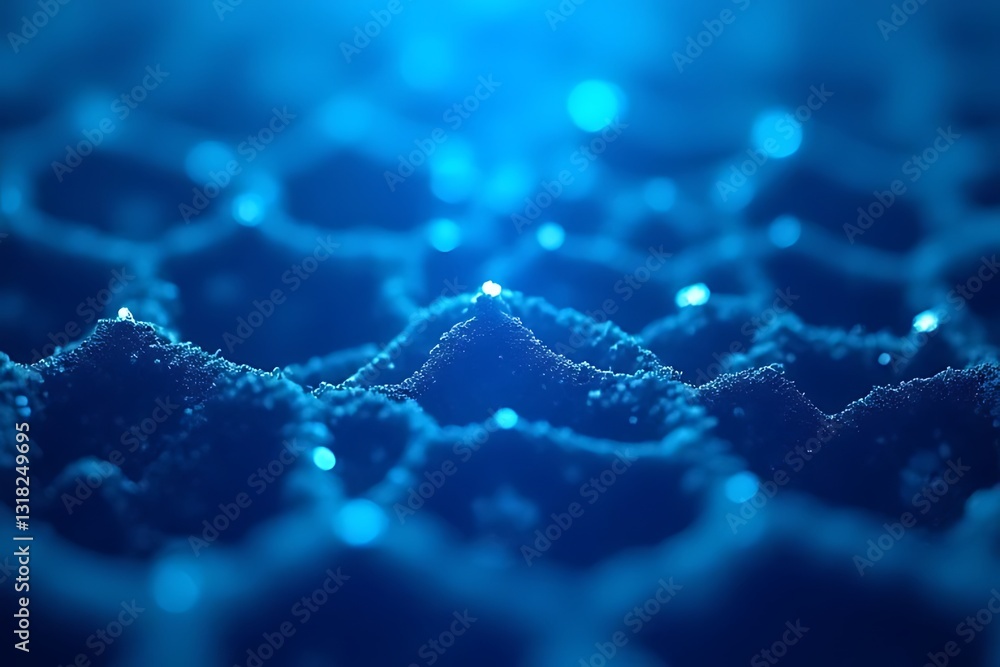 Poster exploring the intricate honeycomb microstructures laboratory macro photography scientific environmen