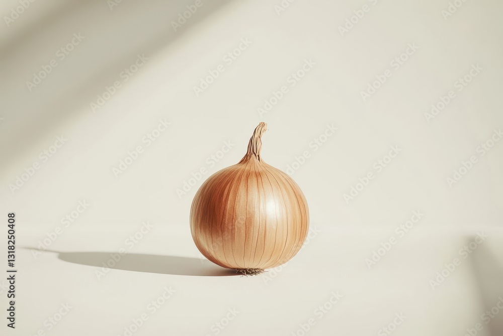 Aufkleber Single Brown Onion Bulb in a Studio Setting on Plain Background with soft lighting and shadow effect