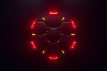 Illuminated molecular structure digital art abstract dark environment close-up view scientific concept