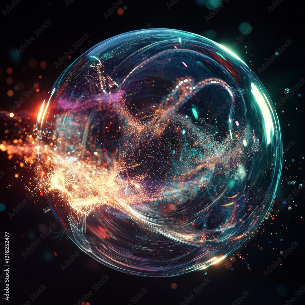 Canvas Prints colorful abstract bubble with sparkling light effects in a dark background