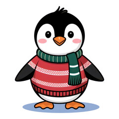 penguin in winter clothes png cut out