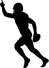 American football player silhouette celebrating victory.