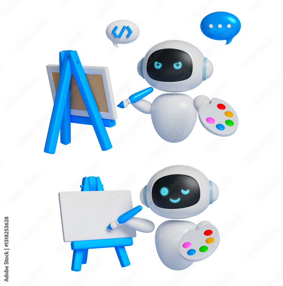 Poster ai robot character drawing 3d graphics