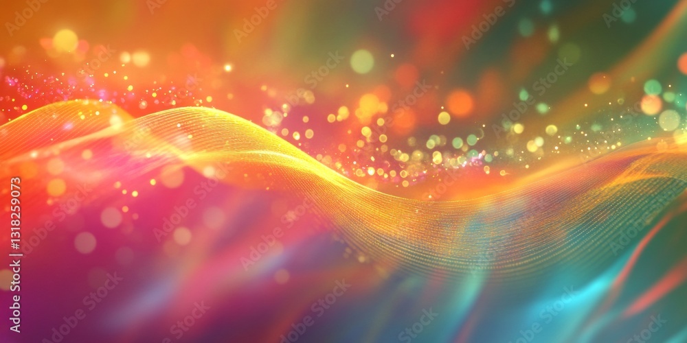 Poster colorful abstract wave pattern with vibrant light display creating dynamic background