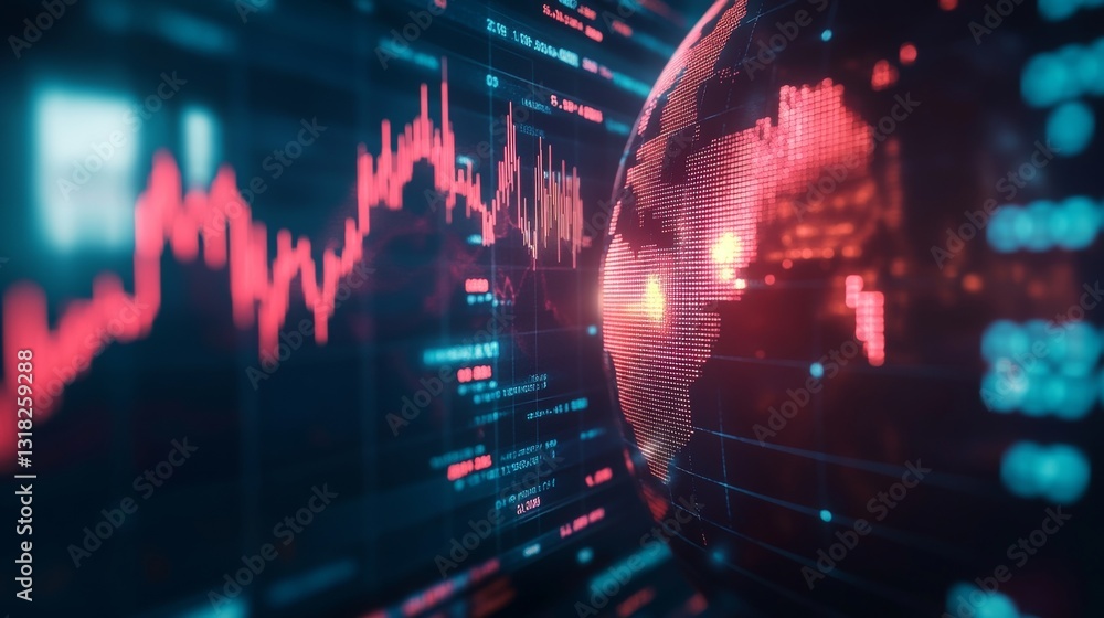 Aufkleber abstract visualization of global financial data trends with digital network connections