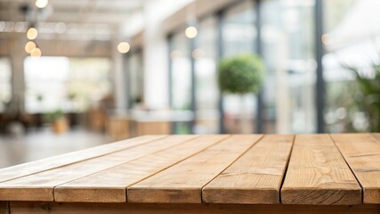 Empty wood table with blur class for background