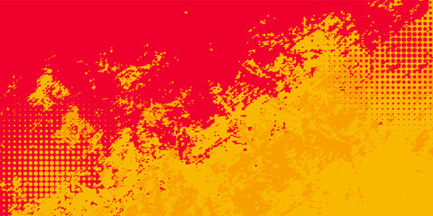 Yellow and red abstract grunge background with halftone style.