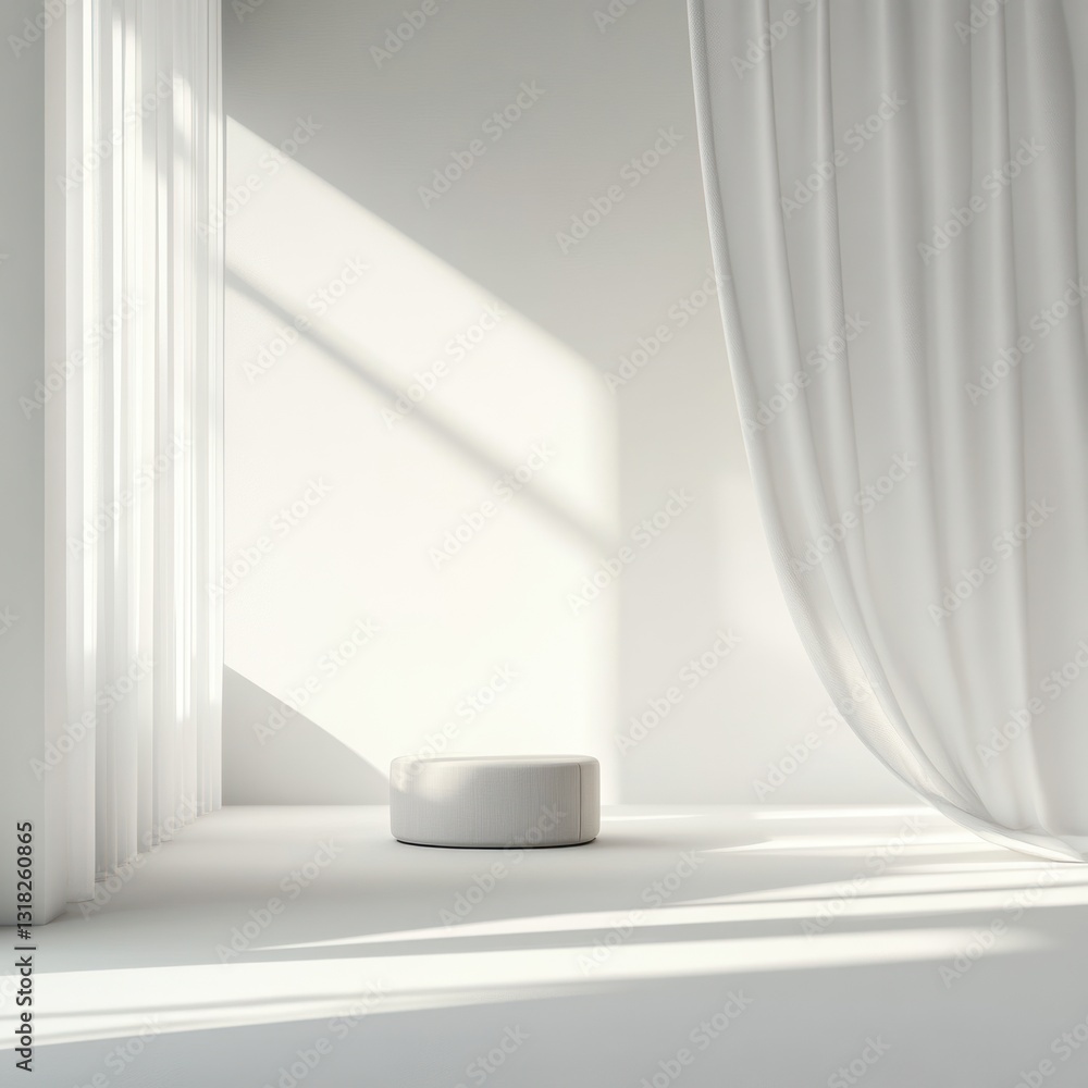 Poster minimalist studio scene with soft morning light casting shadows creating a serene atmosphere