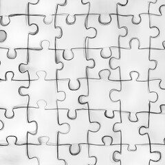 simple pencil sketch of jigsaw puzzle pattern, showcasing interlocking pieces. This design evokes sense of creativity and problem solving