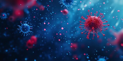Obraz premium Microscopic Menace: An ominous view of virus cells under a microscope, highlighting the intricate structures and potential threat.