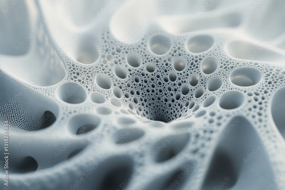 Poster this abstract image showcases a stunning white textured pattern with intricate bubbles and soft curv