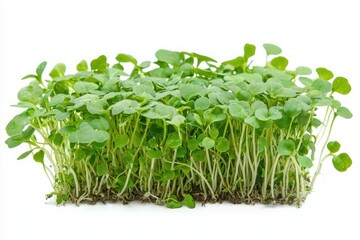 Obraz premium Vivid close up of fresh arugula microgreens sprouting with vibrant green leaves for healthy diet