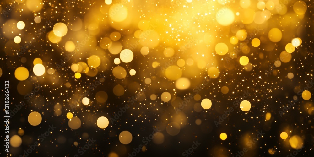 Poster golden bokeh: an enchanting display of golden bokeh lights sparkles and dances against a dark backgr