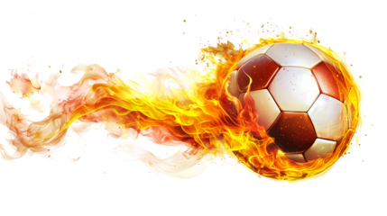 Png Fiery Soccer Ball, Flaming Football, Hot Sports Graphic Design isolated on transparent background
