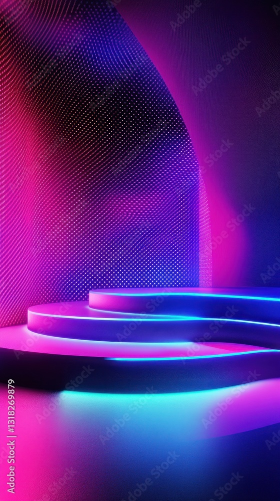 Aufkleber futuristic neon presentation stage glowing gradient backdrop for product display showcase background