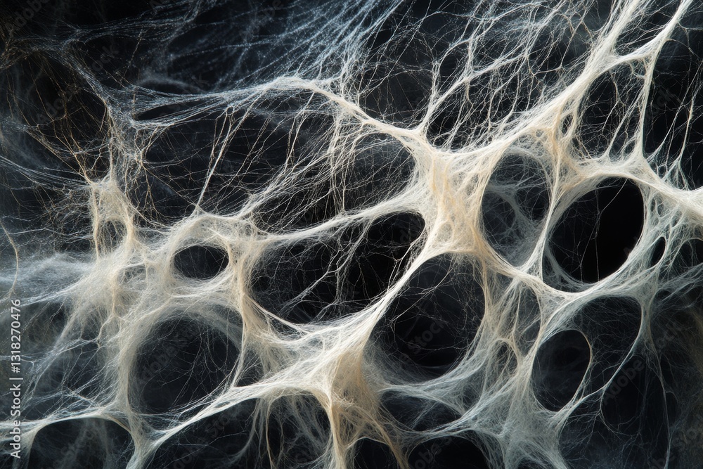 Poster explore the delicate beauty of an intricate web-like structure highlighting organic patterns and tex