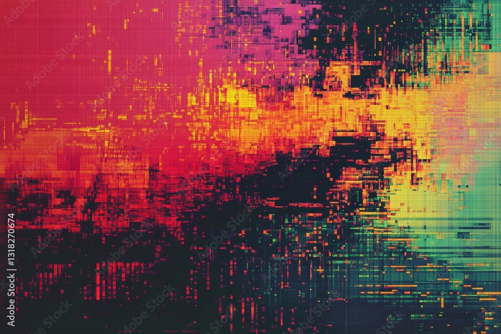 Poster vibrant abstract digital art with colorful textures and dynamic patterns in bold hues