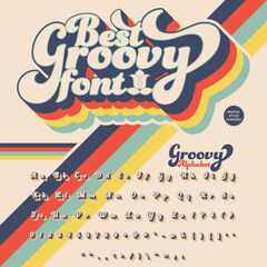 3D Retro Hippie Best groovy bold Font alphabet vector file