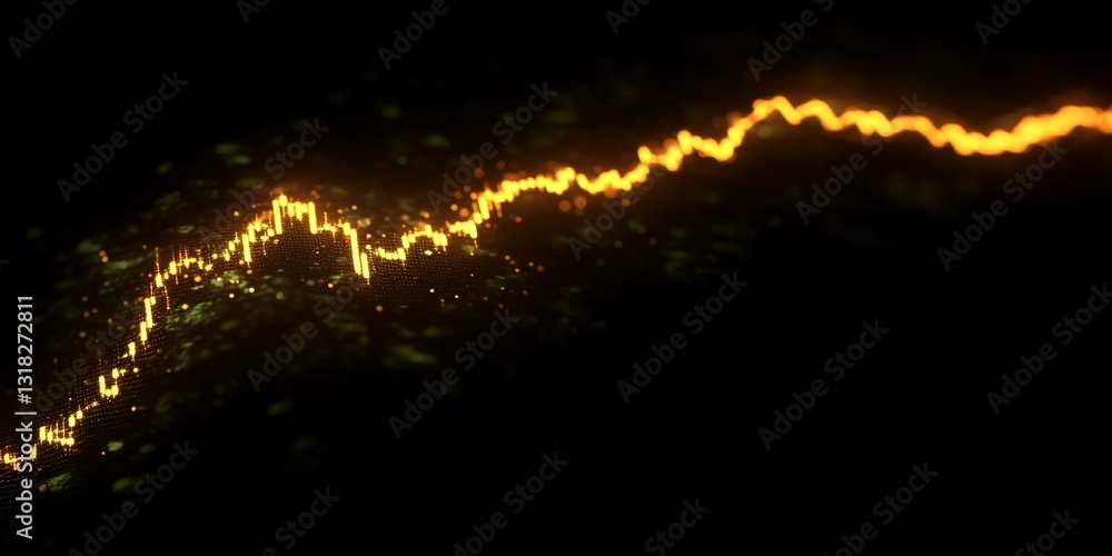 Poster abstract golden light stream with sparkling effect in a dark background creating dynamic visual atmo