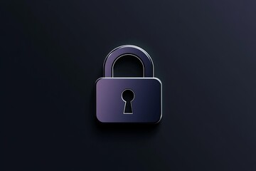 A sleek metallic padlock icon displayed on a dark background symbolizes security and privacy. Ideal for themes related to protection and safety in digital environments.