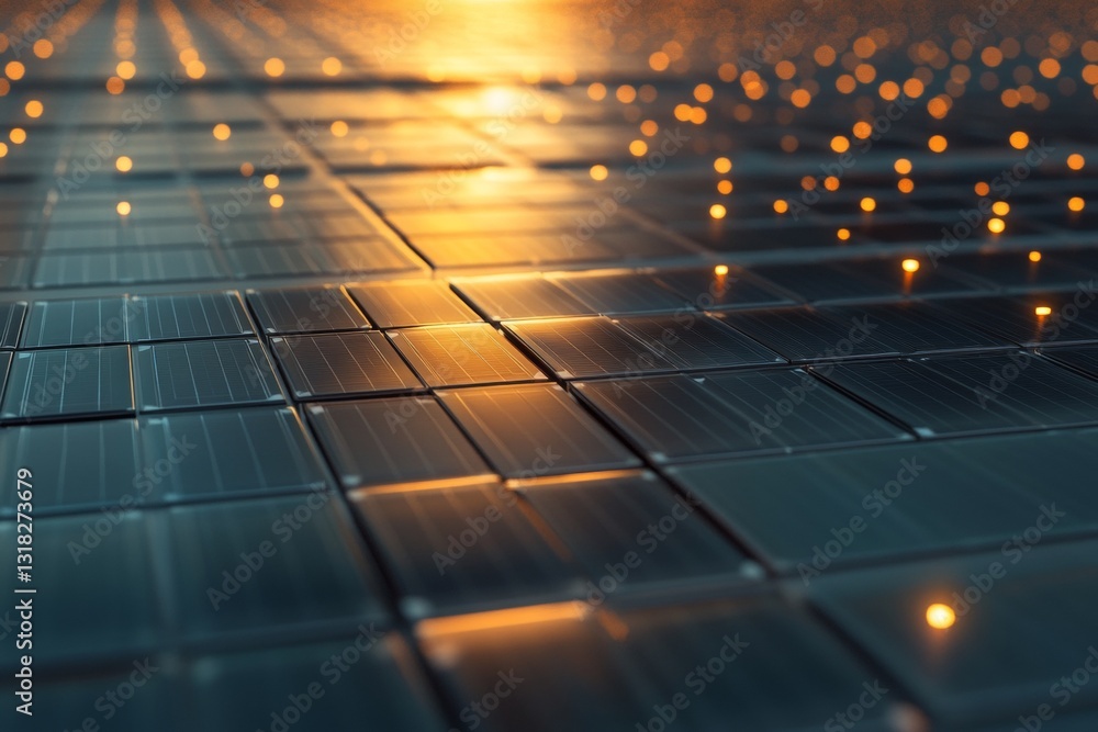 Poster this image features an abstract grid pattern with glowing lights reflecting on a smooth surface, cre