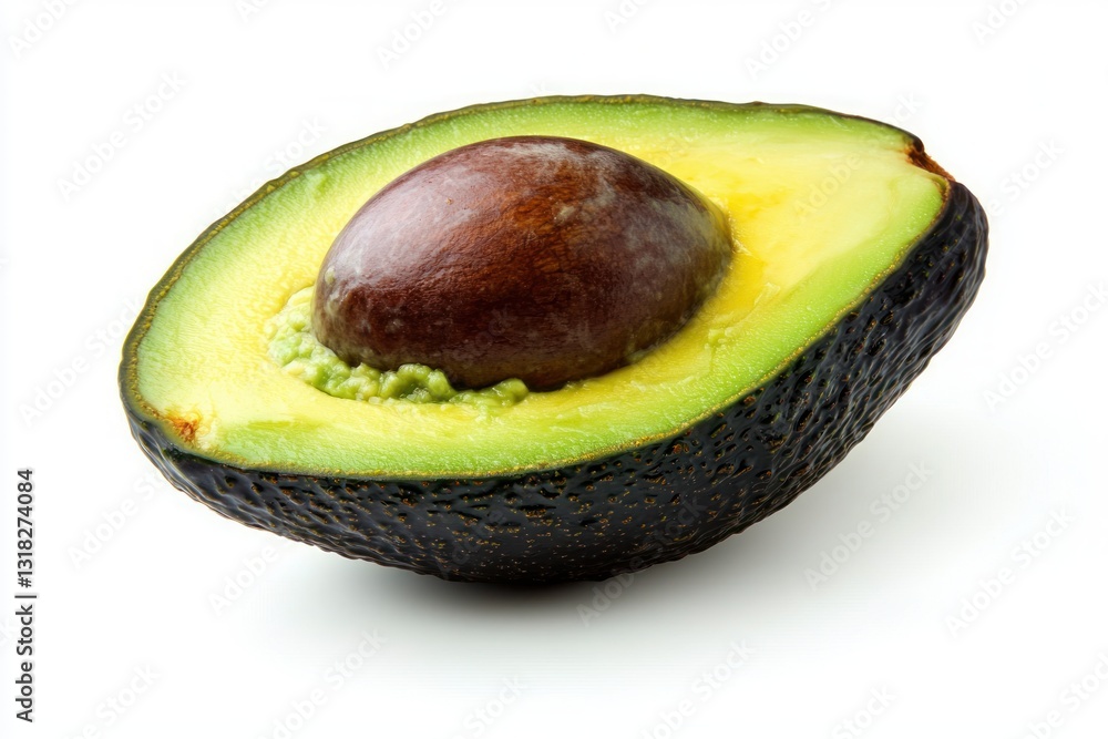Aufkleber isolated avocado halved on white background with a visible seed displaying vibrant colors and natura