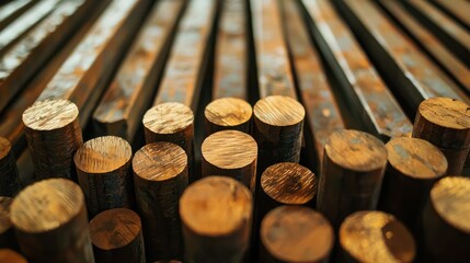 A close-up of steel rods and beams for construction supply