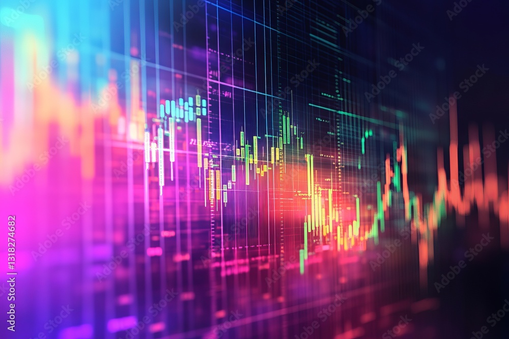 Aufkleber this vibrant and colorful image showcases an abstract financial data visualization, highlighting tra