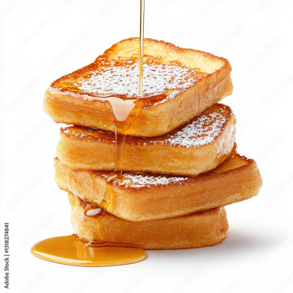 Aufkleber stack of golden french toast with powdered sugar and syrup drizzling down, creating delicious and in