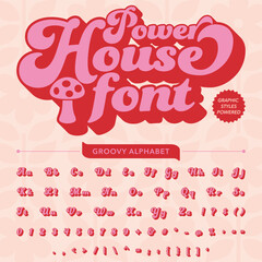  Power House groovy retro bold Font alphabet vector file