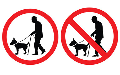 Fototapeta premium walk here dog and Do not walk here dog sign, modern trendy label for your city. sign , symbol. vector