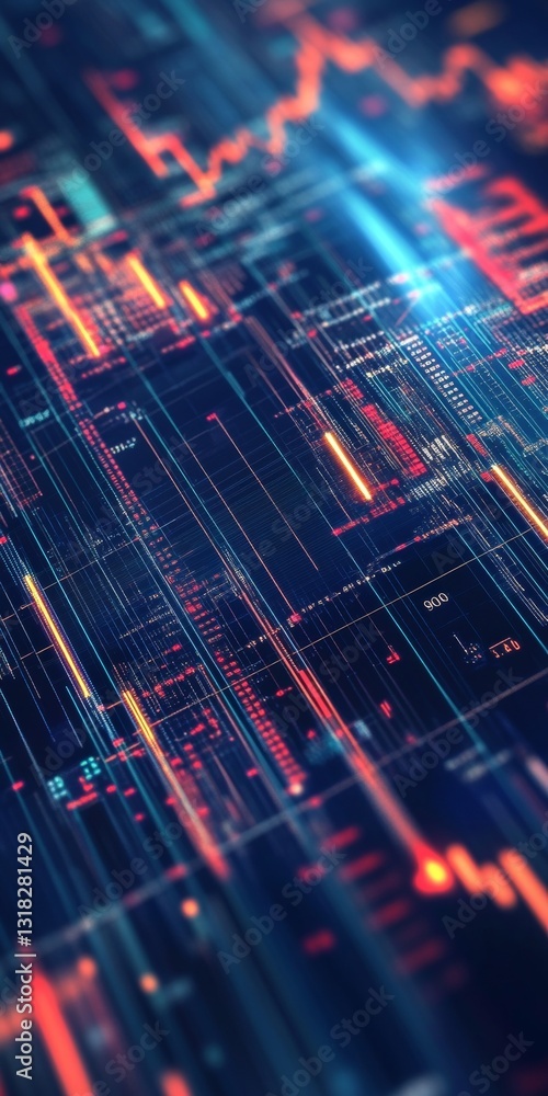 Poster Abstract Digital Data Visualization with Colorful Lines and Patterns in a High-Tech Environment